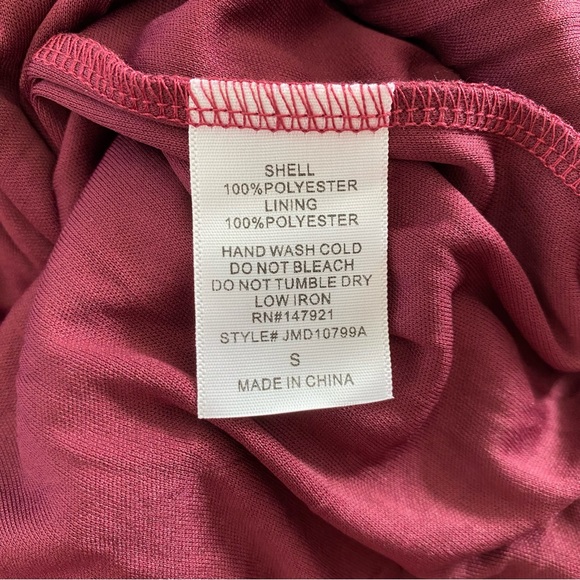 Lace Embroidered Sheer Detail Ruffle Ruched High Waist Mini Dress Maroon Small - Picture 13 of 14